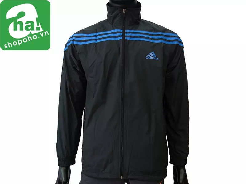 Áo Khoác Adidas Màu Xám Viền Xanh Ngang AQW03