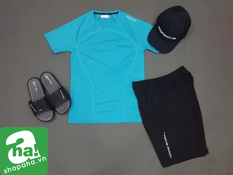 COMBO ÁO QUẦN NÓN DÉP PORSCHE XANH ĐEN