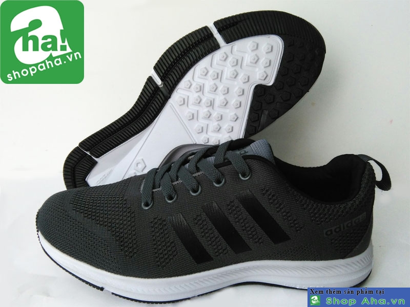 Giày Thể Thao Nam Adidas Đen Sọc Xám