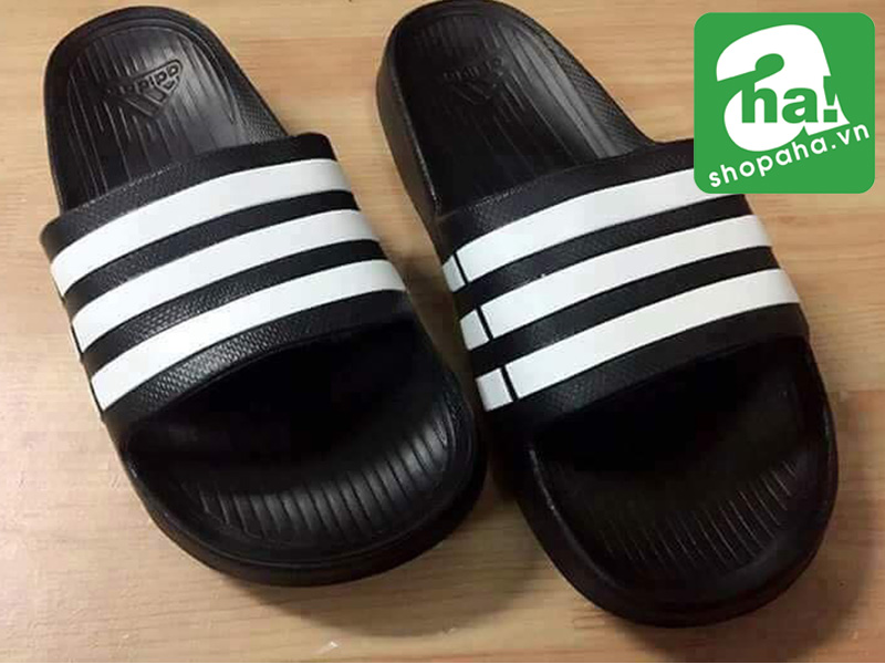 Dép Đúc Adidas Đen Quai Viền Trắng