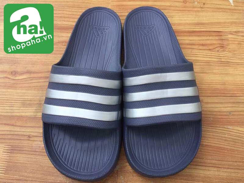 Dép Đúc Adidas Xám Quai Viền Trắng