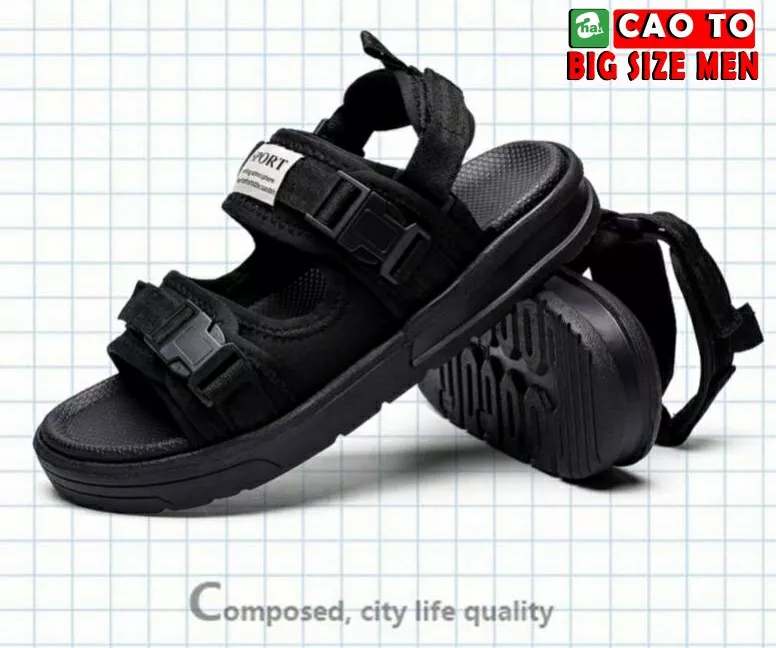 Sandal Nam Full Black Bigsize 45 46 47 48