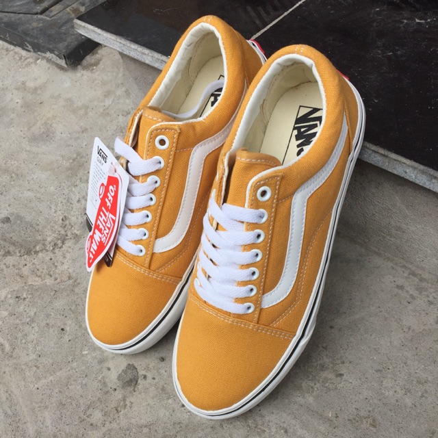 Giày Sneaker Vans Big Size Old Skool Vàng Viền Trắng