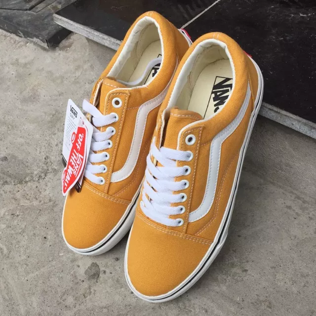 Giày Sneaker Vans Big Size Old Skool Vàng Viền Trắng