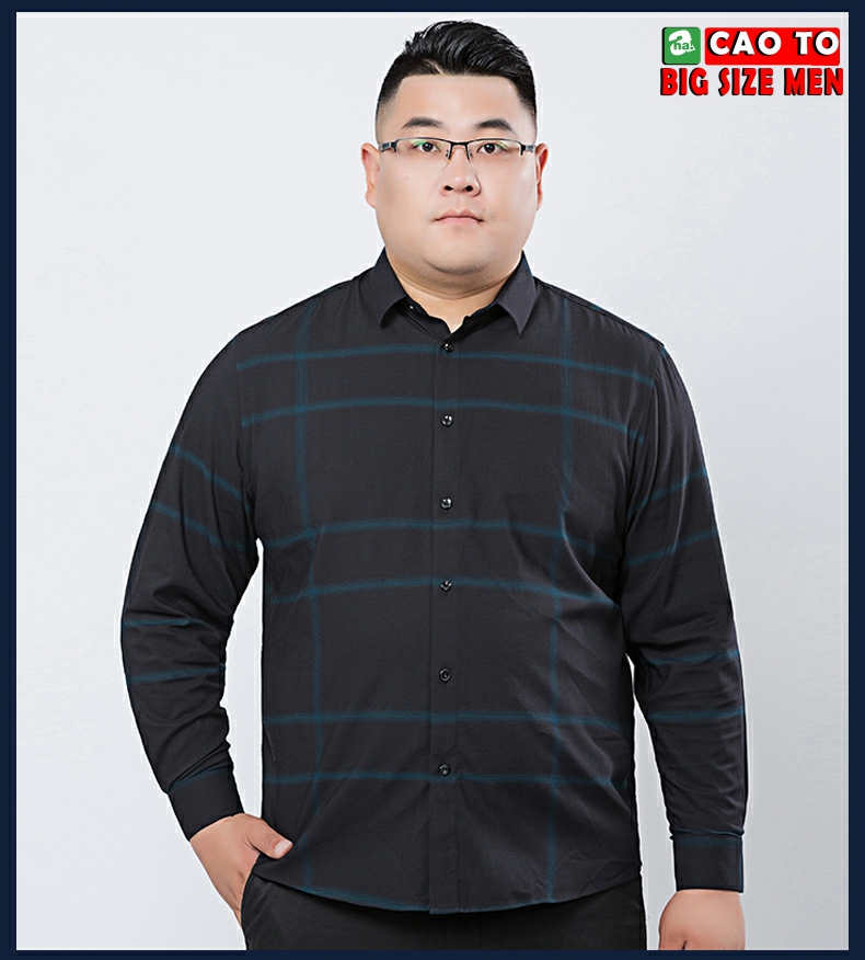 Áo Sơ Mi CARO Đen Tay Dài cao cấp Big Size 2XL 3XL 4XL 5XL 6XL