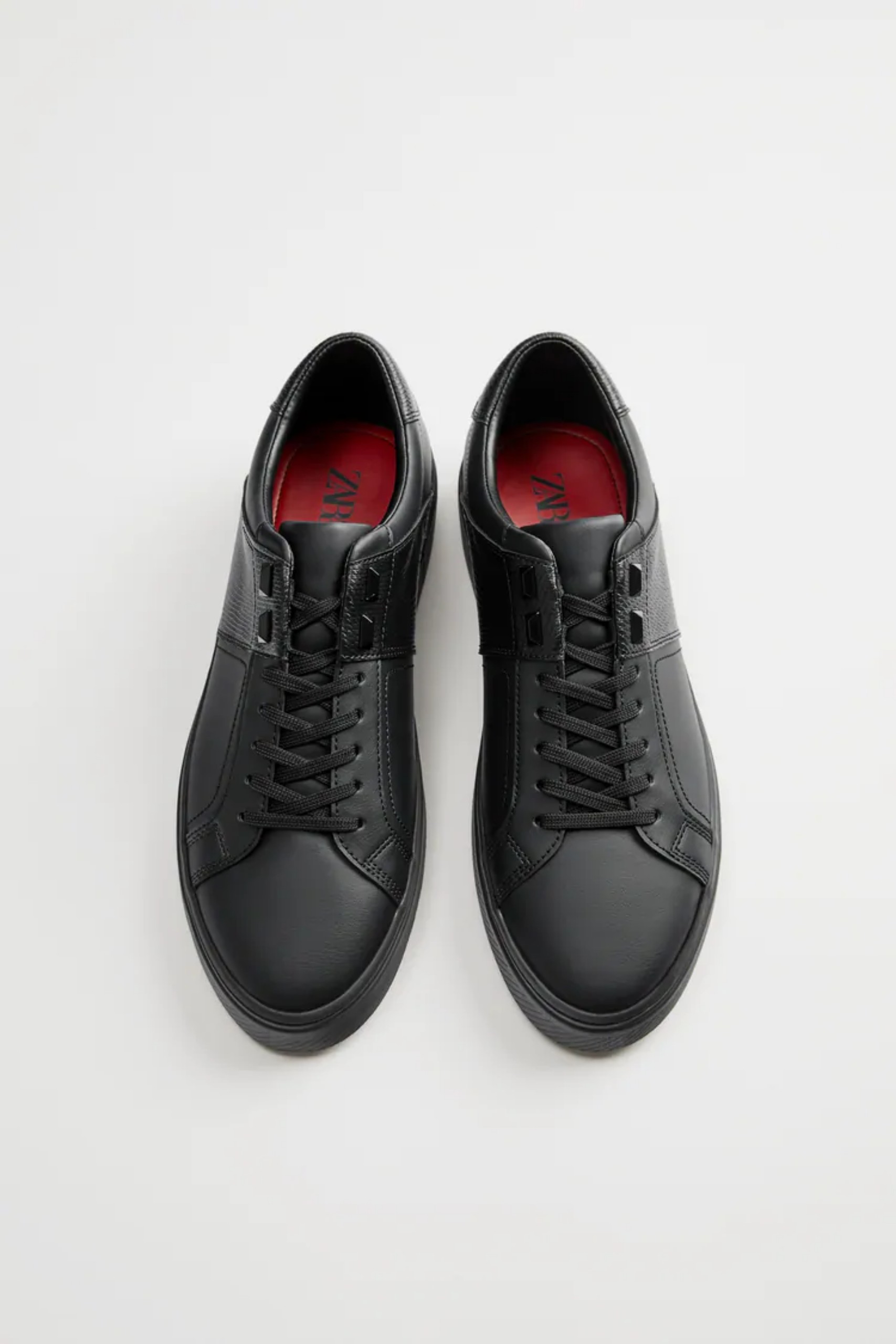 Giày Sneaker Đen ZARA EMBOSSED Da Cao Cấp Big Size 45 46 47 48