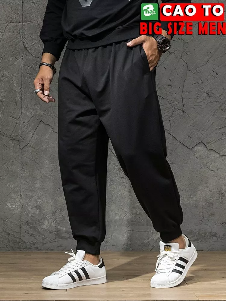 Quần Jogger Thun Đen Trơn Thể Thao Big Size Men Chính Hãng Chất Lượng Cao