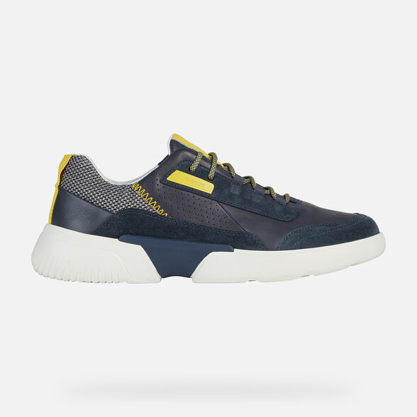 Giày Sneaker Thể Thao Geox Patent Da Mềm Màu Navy Big Size Men