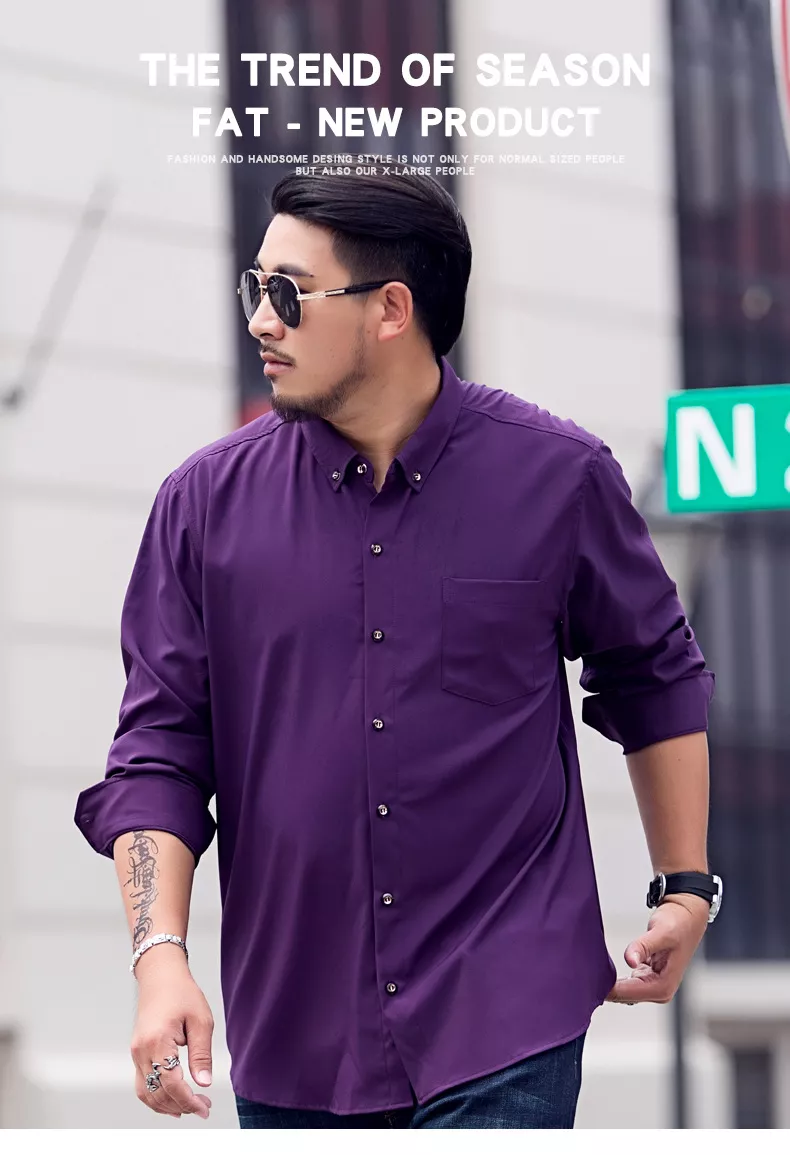 Áo Sơ Mi Tím Big Size Dài Tay 2XL 3XL 4XL 5XL 6XL