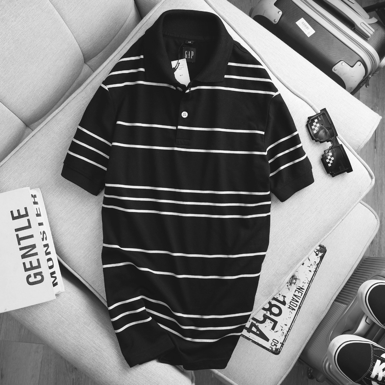 Áo Polo Tay Ngắn Họa Tiết Kẻ Ngang Đen BIg Size Men 2XL 3XL 4XL 5XL 6XL 7XL
