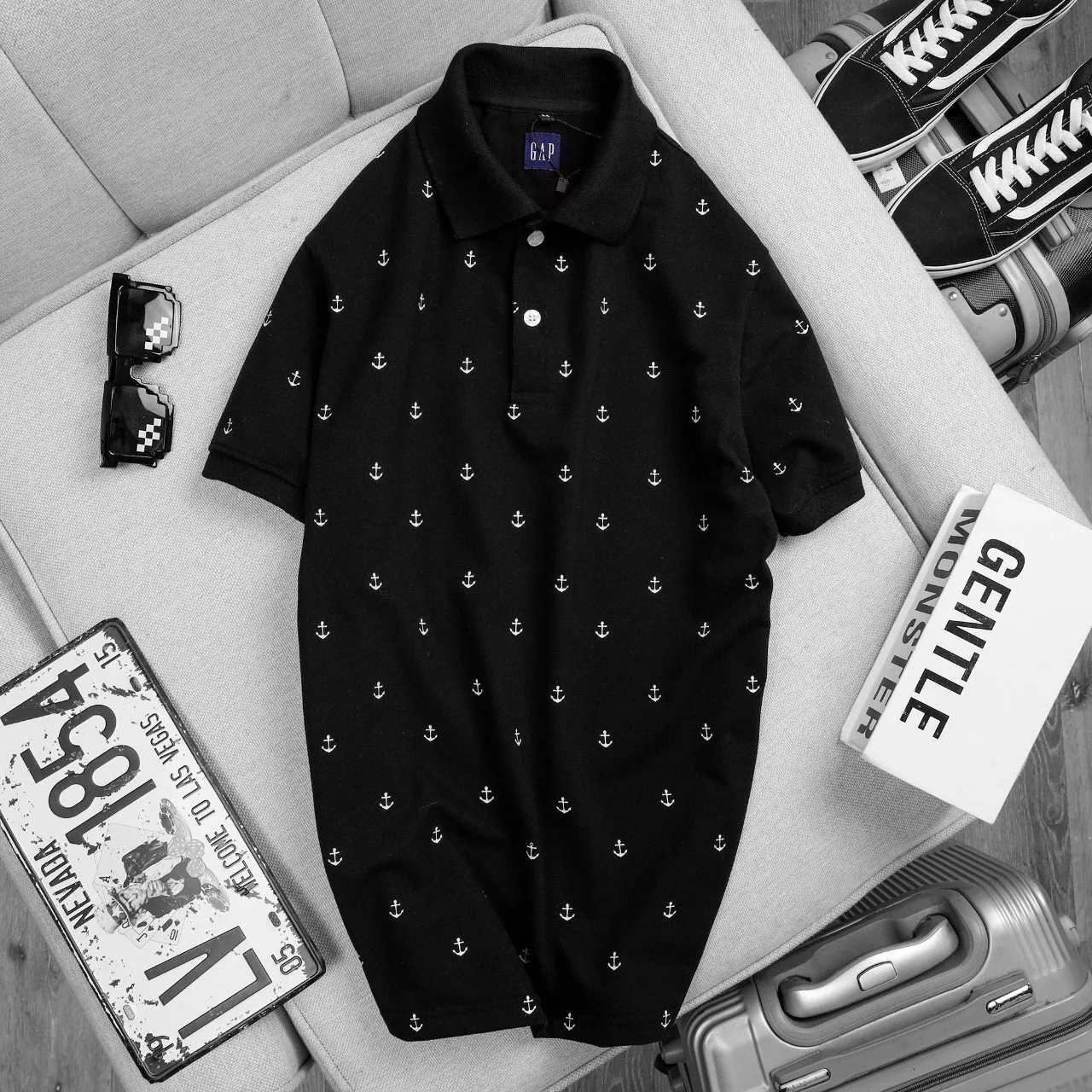 Áo Polo Đen Họa Tiết Mini Big Size Men 2XL 3XL 4XL 5XL 6XL 7XL