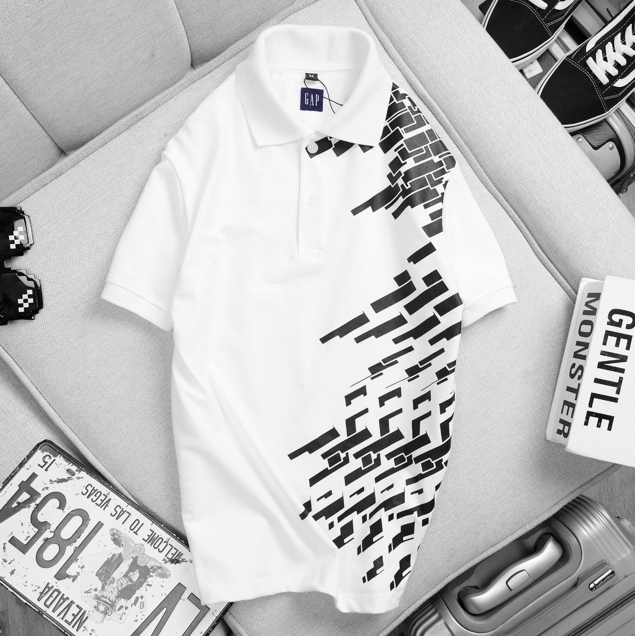 Áo Polo Trắng Họa Tiết Thời Trang BIg Size Men 2XL 3XL 4XL 5XL 6XL 7XL
