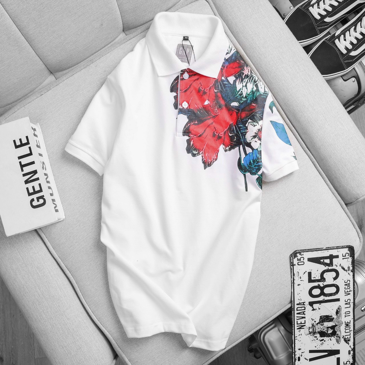 Áo Polo Tay Ngắn Màu Trắng Họa Tiết Big Size Men  2XL 3XL 4XL 5XL 6XL 7XL