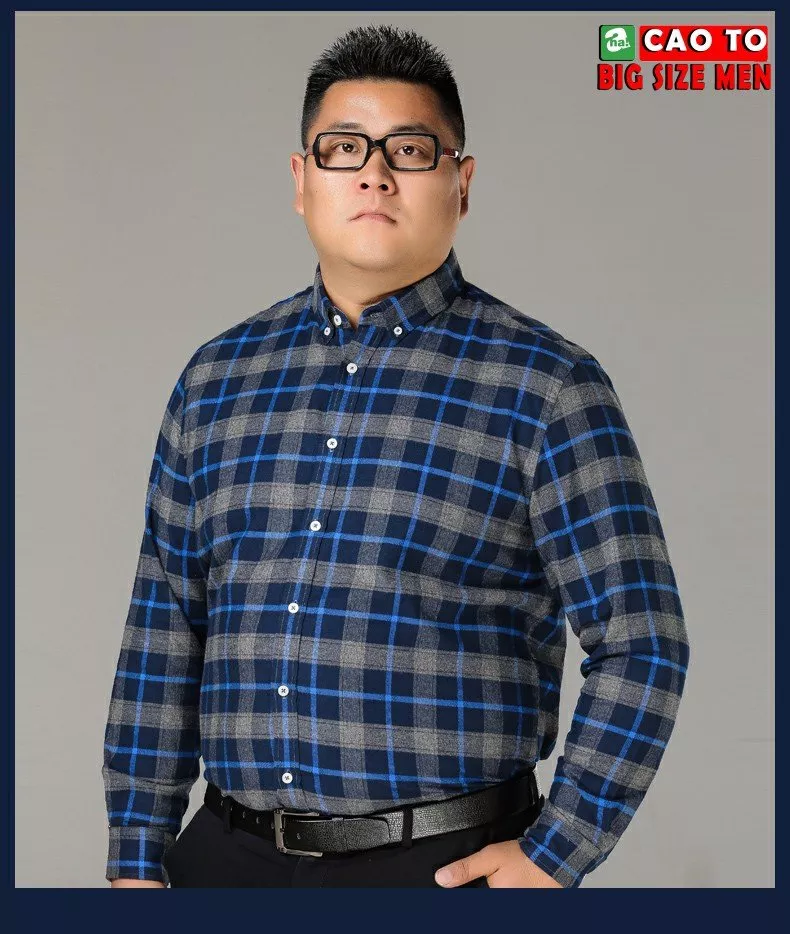Áo Sơ Mi Caro Màu Xanh Big Size Men