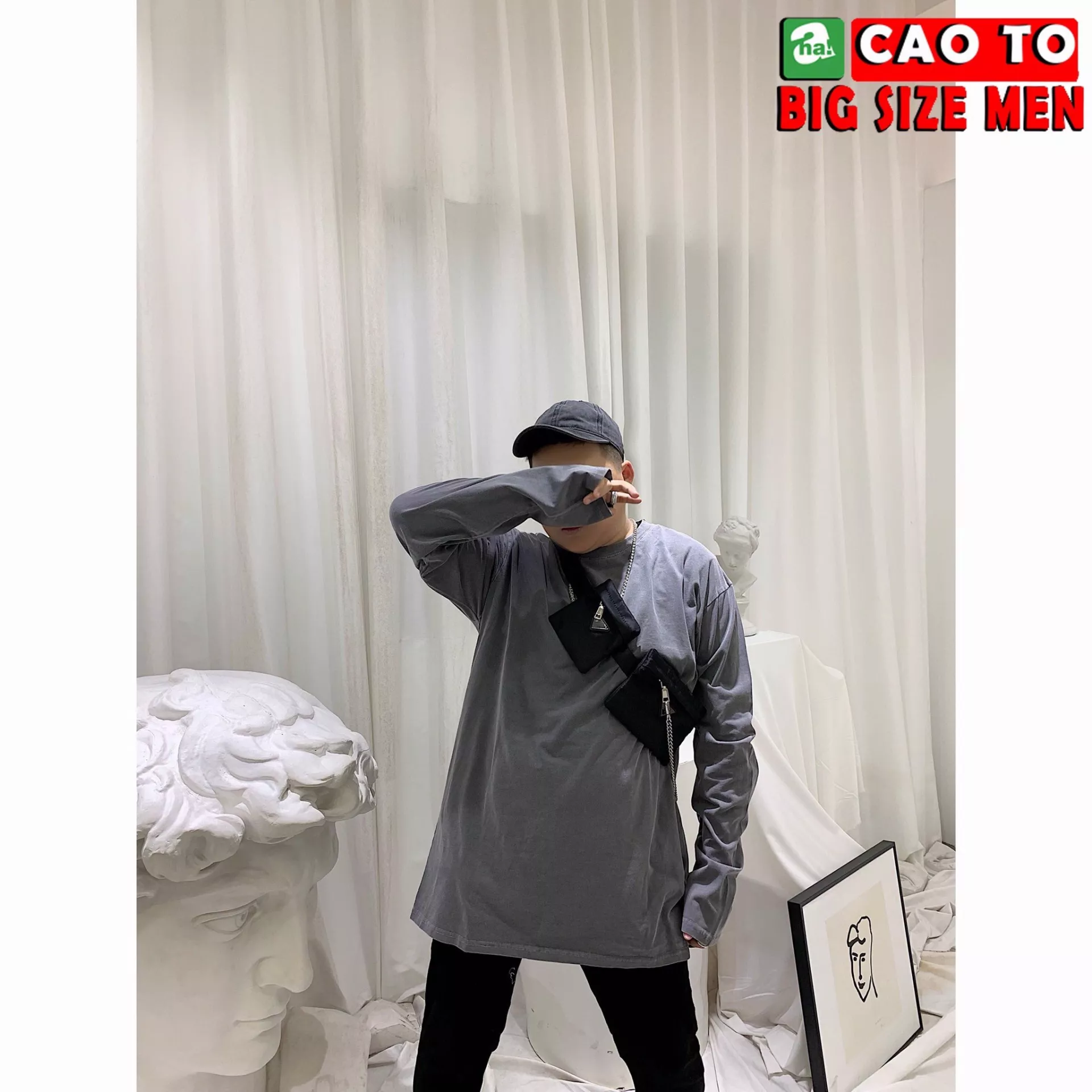 Áo Thun Tay Dài Xám Trơn Big Size Men 2XL 3XL 4XL 5XL 6XL 7XL Chính Hãng Chất Lượng Cao