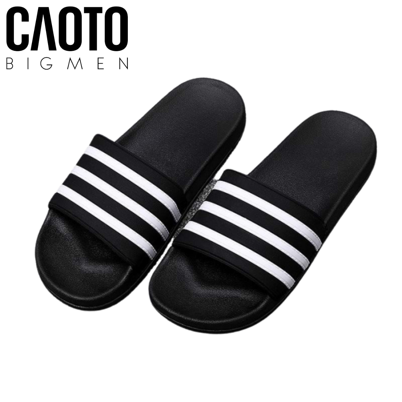 Dép Adidas đen sọc trắng