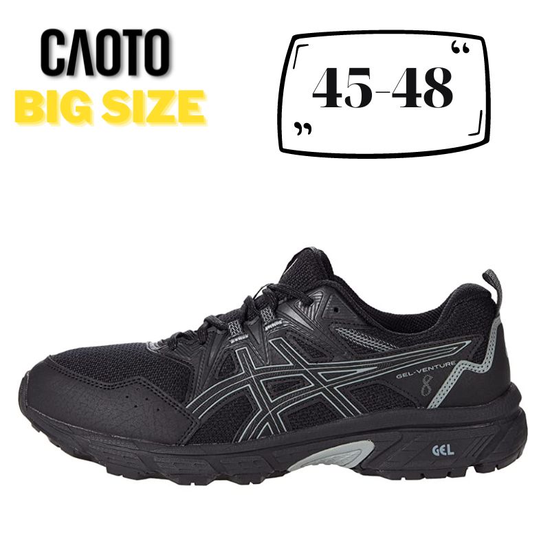 Giày Thể Thao Asics Mens GelVenture 8 Chạy Bộ Đen Xám Big Size 45 46 47 48