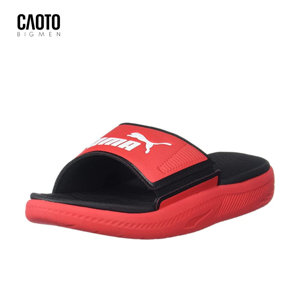 Dép Nam Puma Soft Ride Màu Đen Đỏ In Chữ Big Size 45 46 47 48
