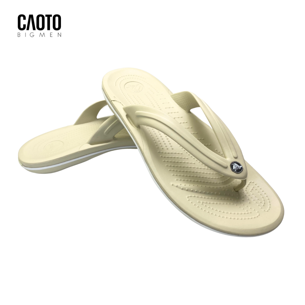 Dép Xỏ Ngón Crocs Crocsband Màu Kem Viền Trắng Big Size Nam 45 46 47 48