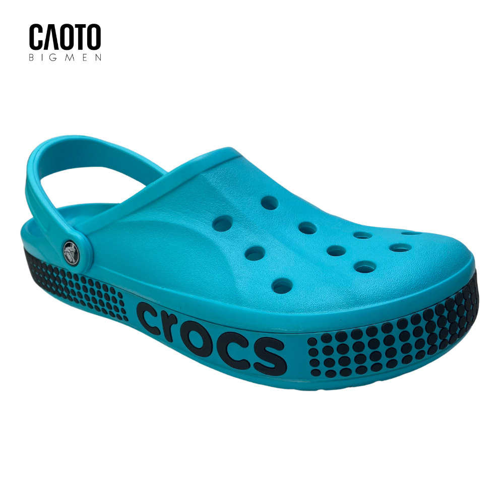 Dép Unisex Crocs Bayaband Logo Motion Màu Xanh Viền Đen Big Size Nam 45 46 47 48