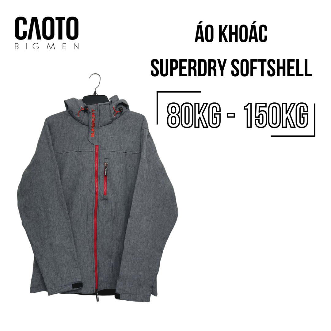 (Áo Khoác Big Size) Áo Khoác SuperDry Windtrekker Xám Size Lớn XXXL