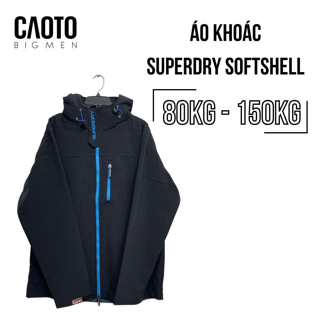 (Áo Khoác Big Size) Áo Khoác SuperDry Windtrekker Đen Size Lớn XXXL