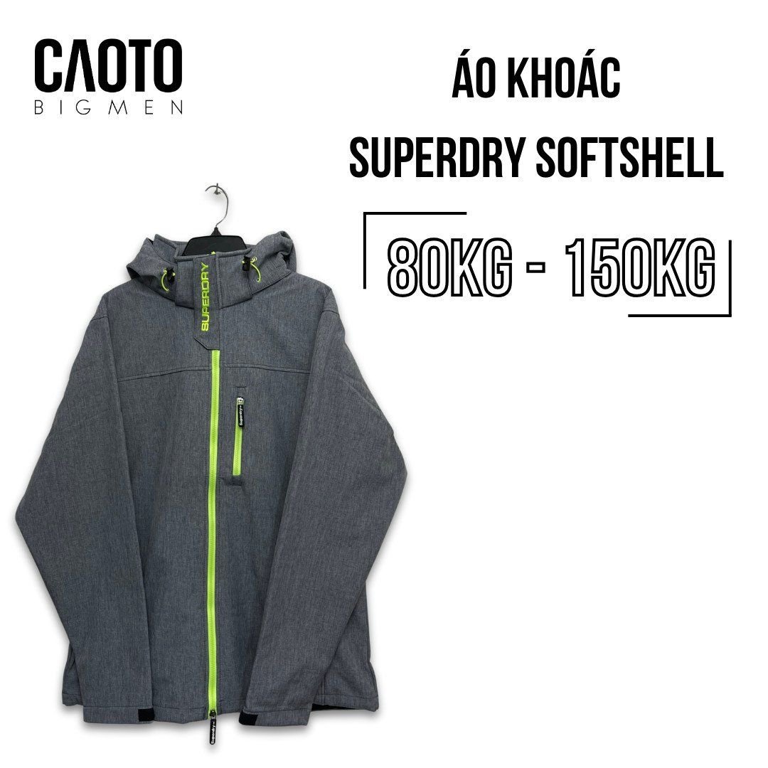 (Áo Khoác Big Size) Áo Khoác SuperDry Windtrekker Xám Xước Size Lớn XXXL