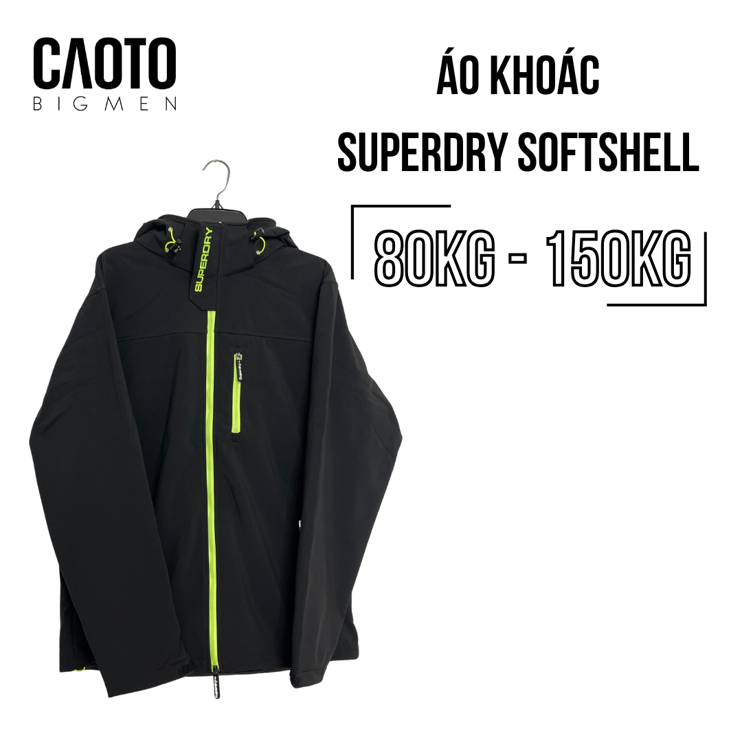 (Áo Khoác Big Size) Áo Khoác SuperDry Windtrekker Đen Size Lớn XXXL