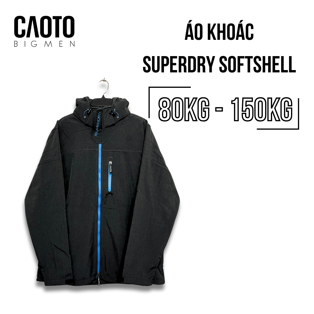 (Áo Khoác Big Size) Áo Khoác SuperDry Windtrekker Đen Xước Size Lớn XXXL