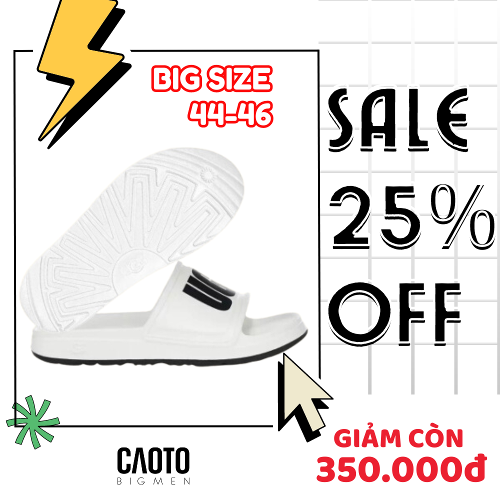 (SALE OFF) Dép Nam UGG Wilcox Chopped Trắng Big Size