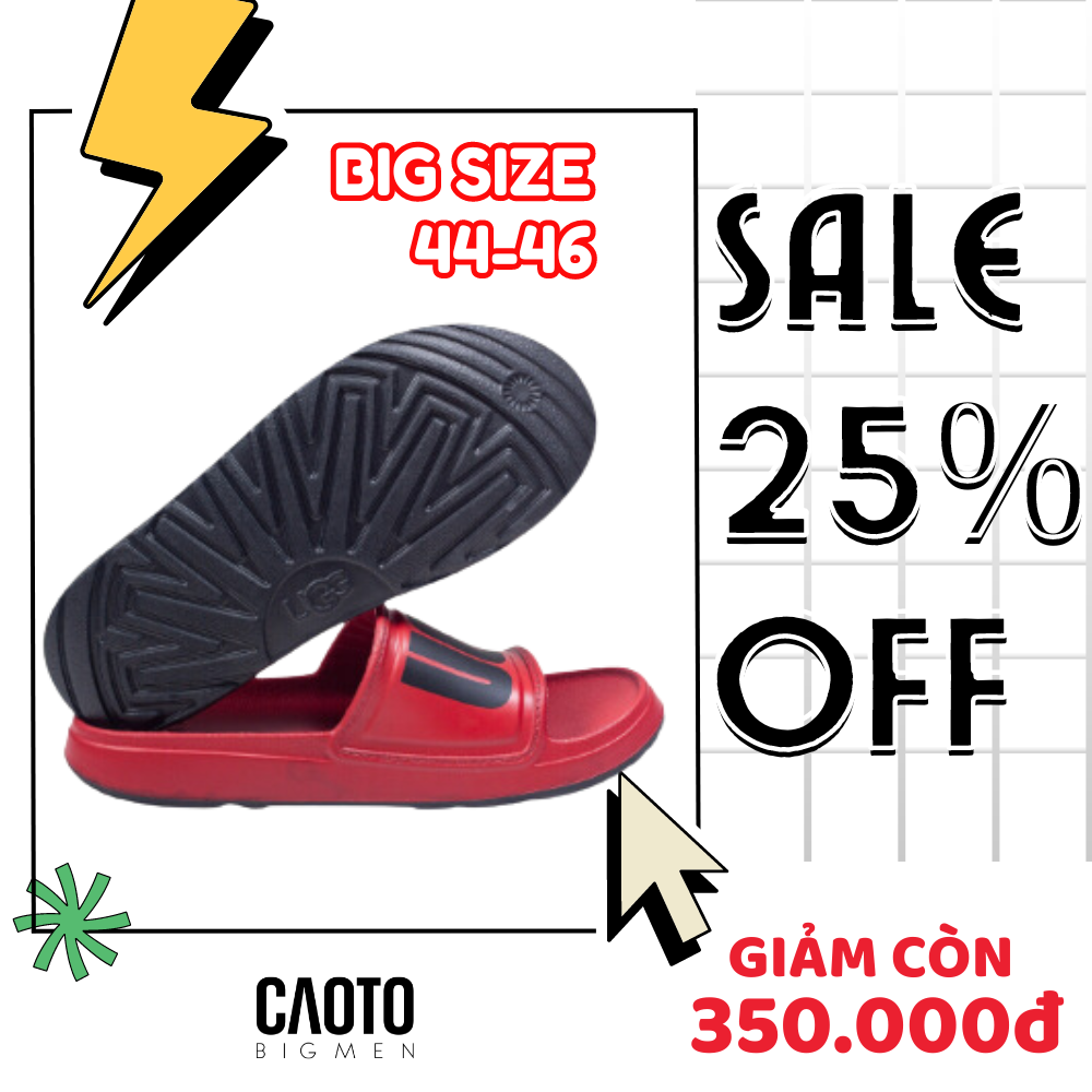(SALE OFF) Dép Nam UGG Wilcox Đỏ Big Size