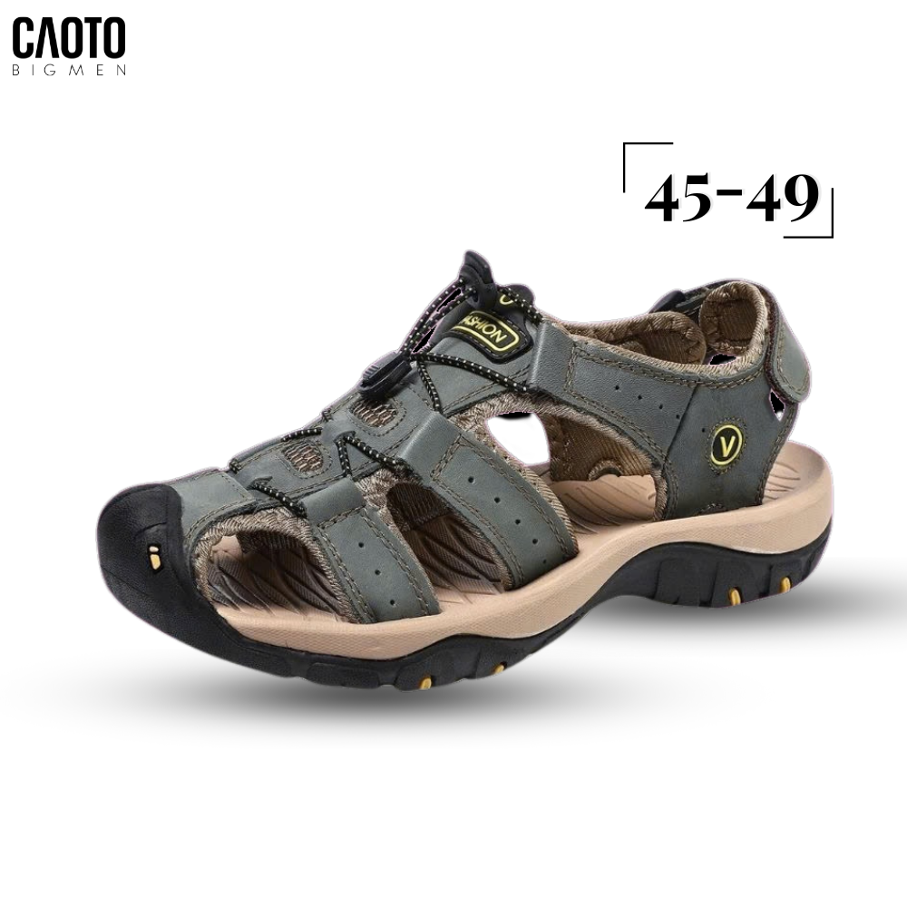 Giày Sandals Summer Plus Size Men's Beach Shoes Closed - Màu Nâu Big Size