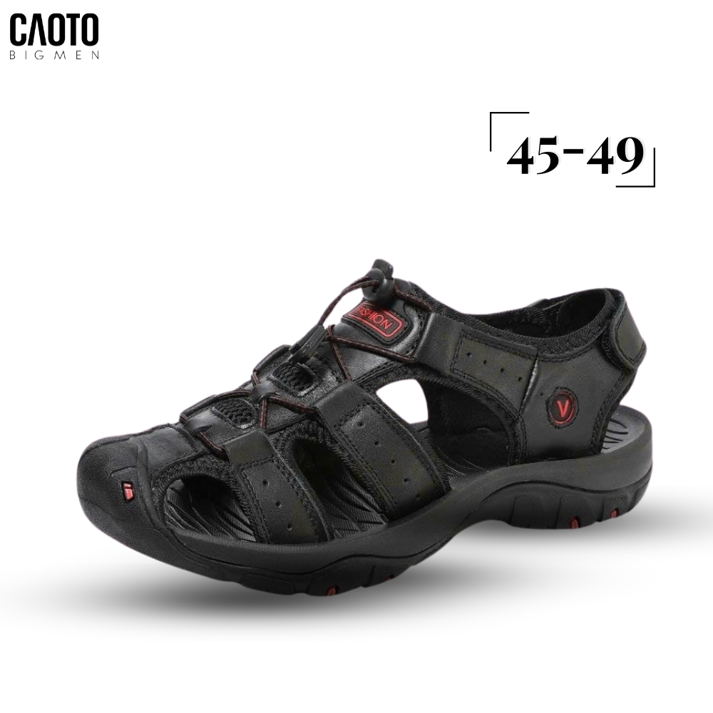 Giày Sandals Summer Plus Size Men's Beach Shoes Closed - Màu Đen Big Size