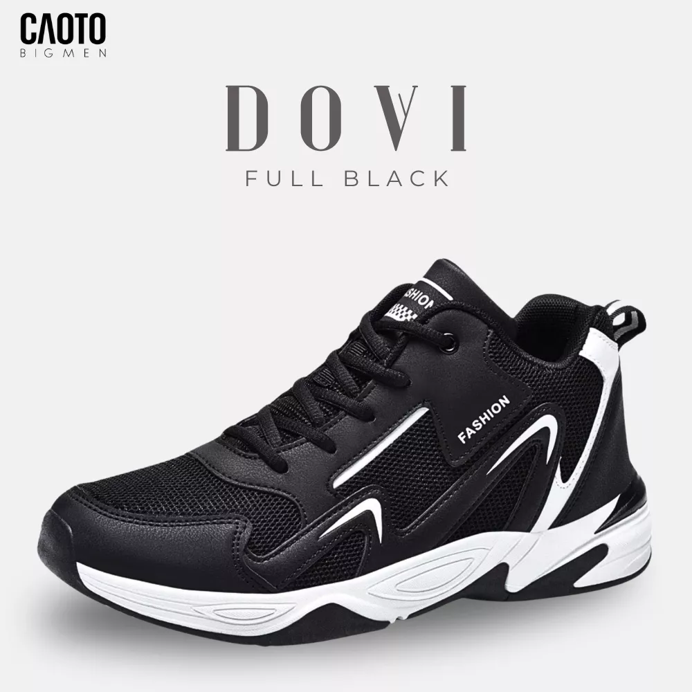 Giày thể thao nam big size Dovi Full Black – Êm chân, thoáng khí – Size 45–48
