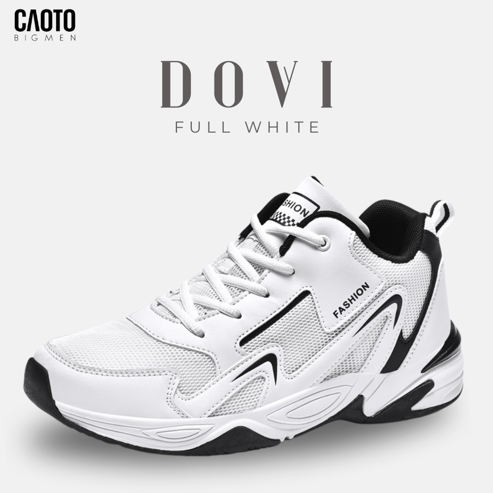 Giày thể thao nam big size Dovi Full White – Êm chân, thoáng khí – Size 45–48