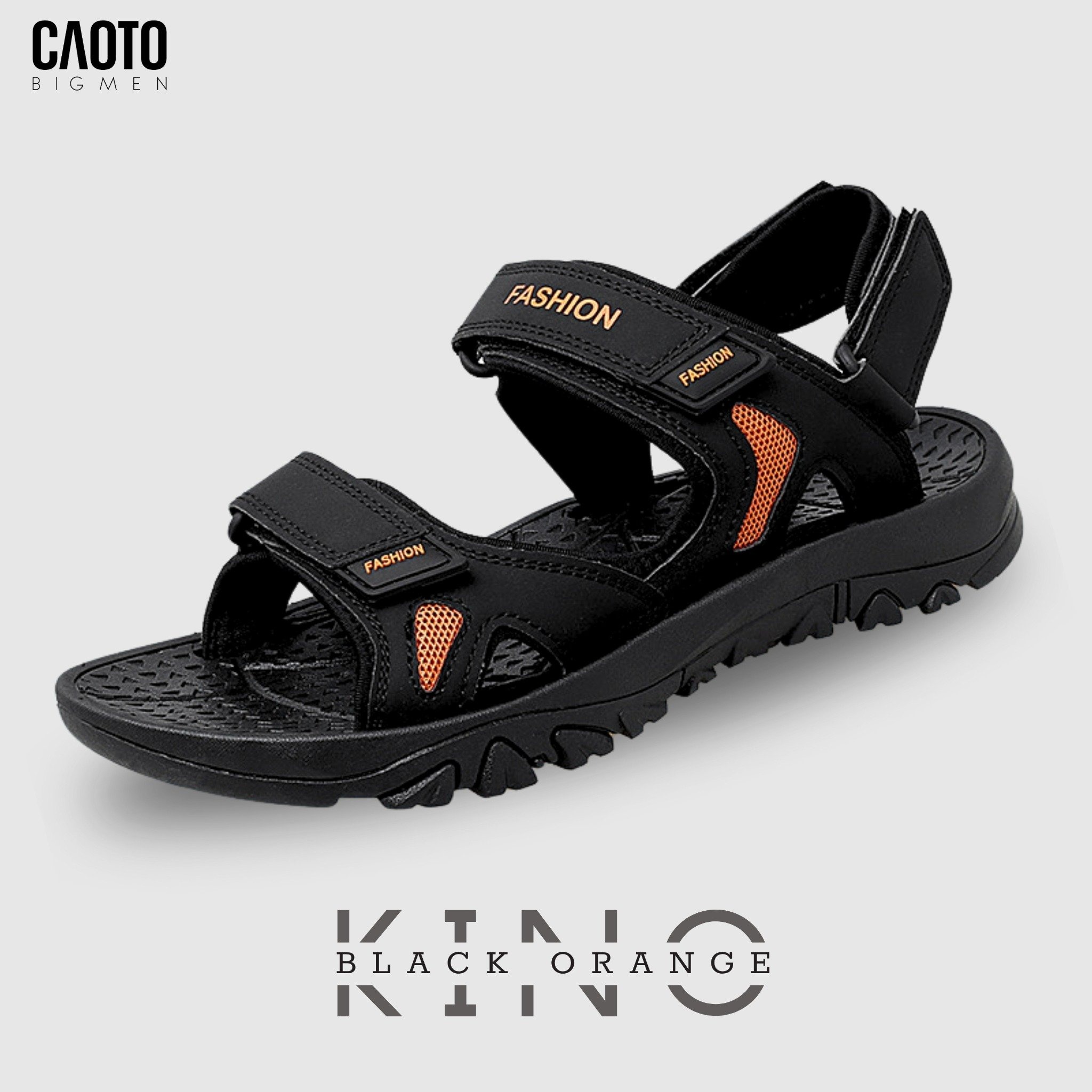 Sandal Nam Big Size Kino Black Orange – Quai Hậu Tháo Rời Tiện Lợi, Size 44–48