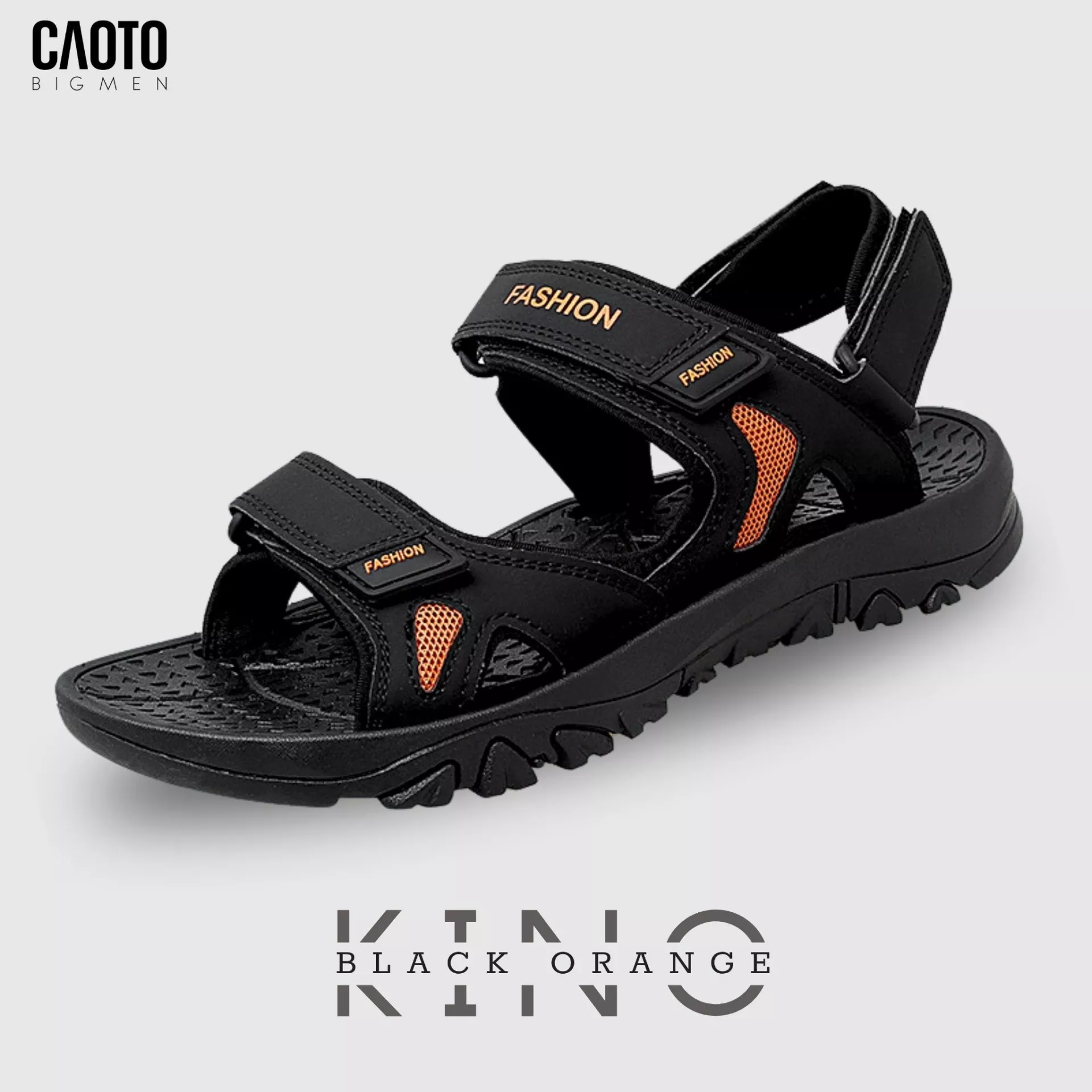 Sandal Nam Big Size Kino Black Orange – Quai Hậu Tháo Rời Tiện Lợi, Size 44–48