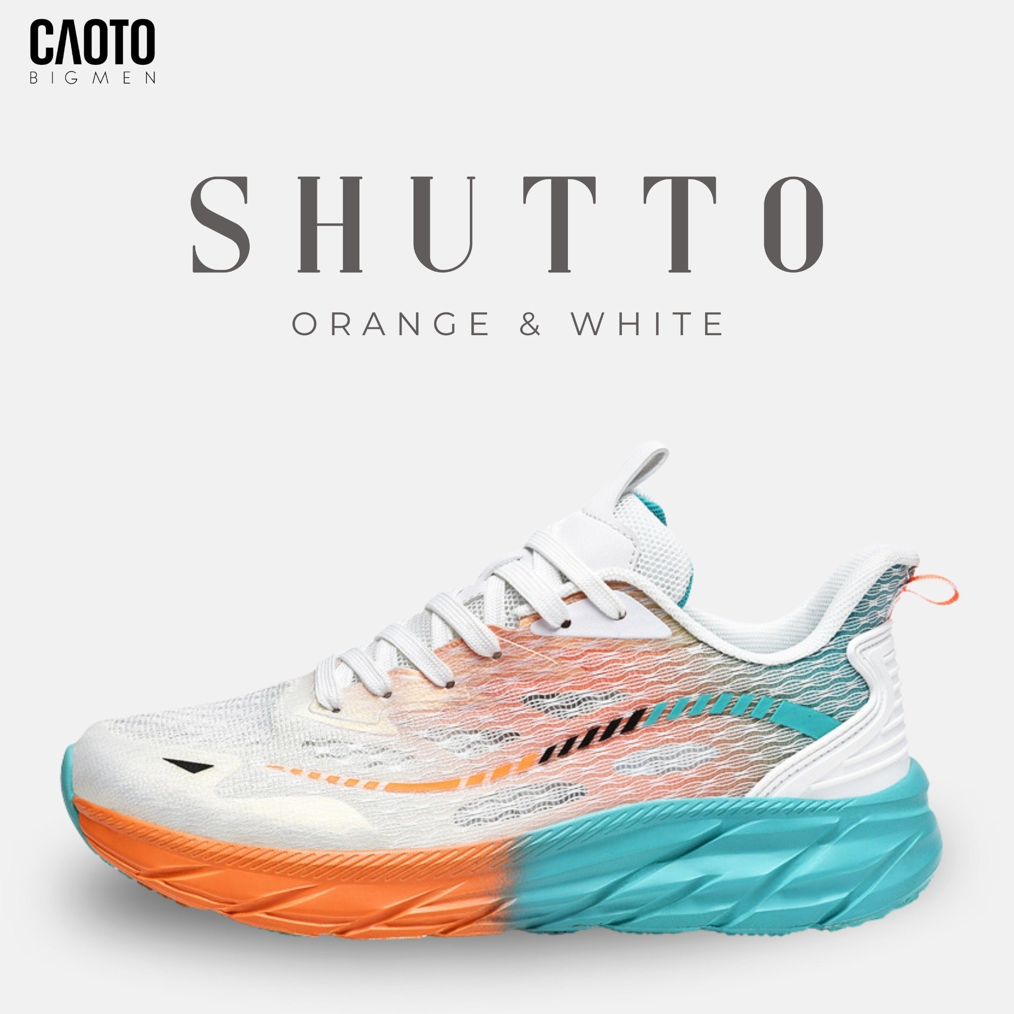 Giày Chạy Bộ Nam Big Size Shutto Orange & White Đế Cao Su Bền Nhẹ Size 45–48