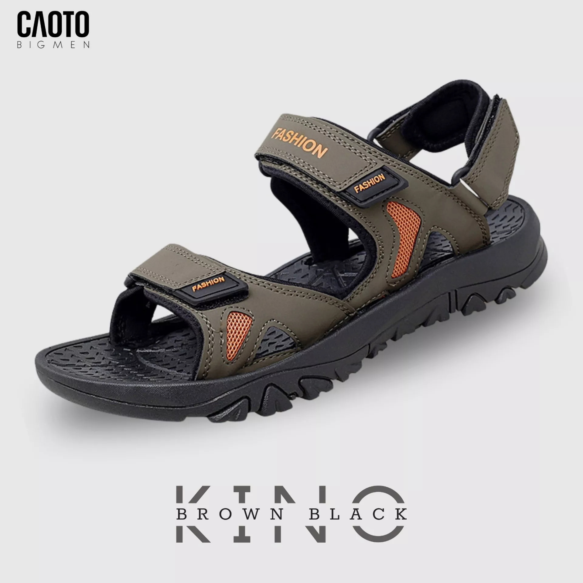Sandal Nam Big Size Kino Brown Black Đế Cao Su Bám Chắc Size 45–48