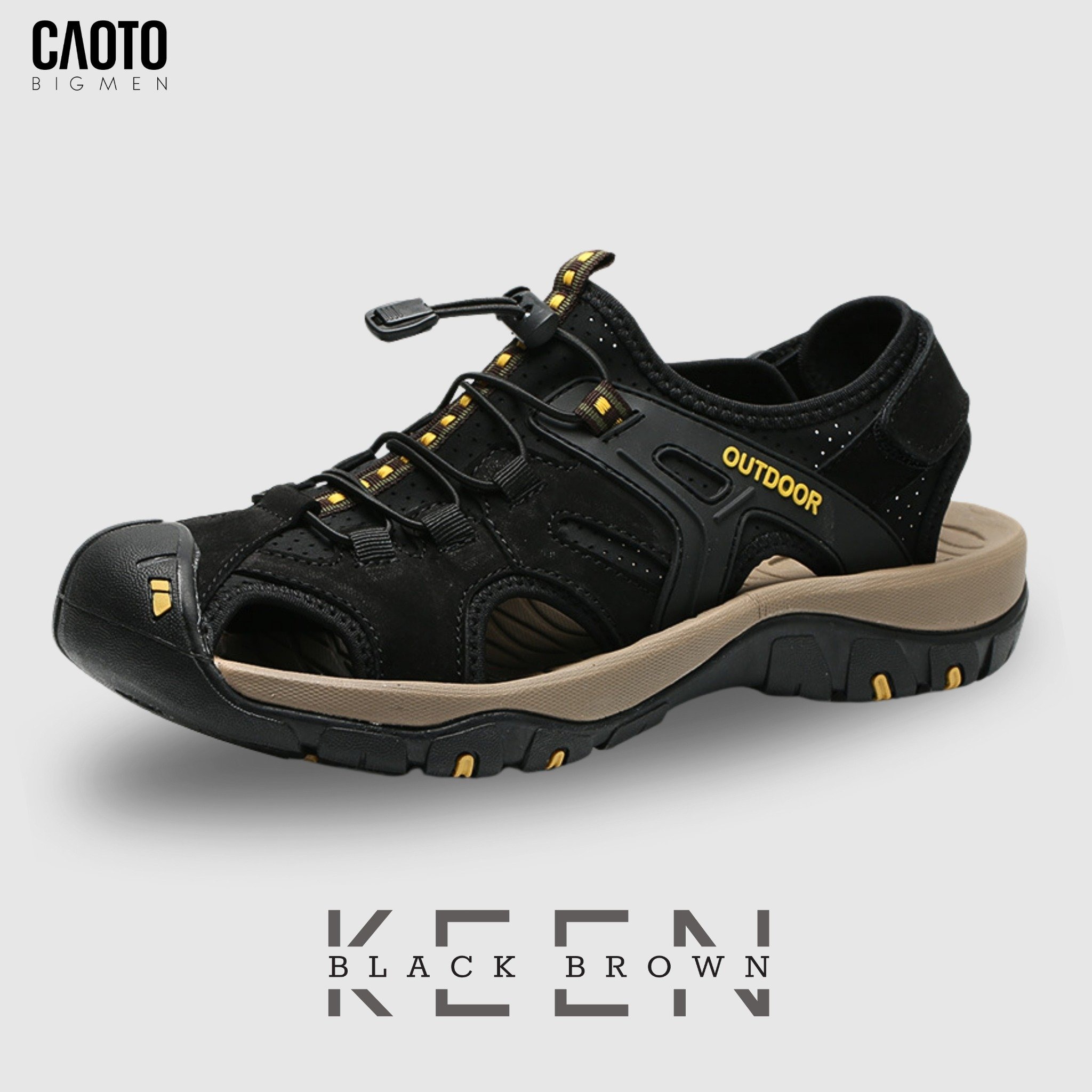 Sandal Nam Big Size Outdoor Black Đế Cao Su Bám Chắc Size 45–48