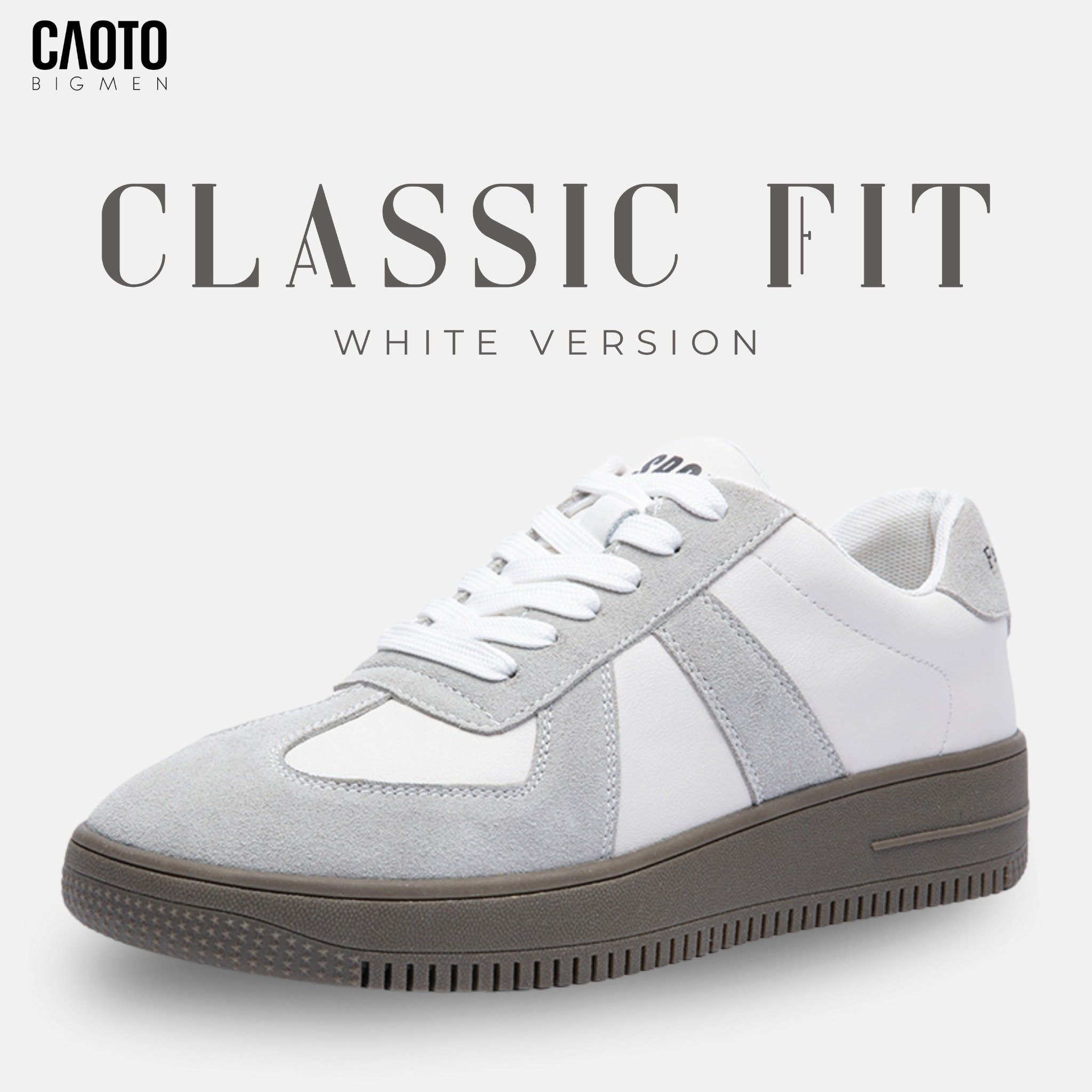 Giày Sneaker Nam Big Size Classic Fit White – Thoải Mái, Dễ Phối Đồ – Size 45–49