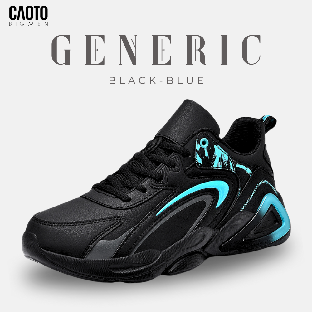 Giày Thể Thao Nam Big Size Generic Black & Neon Blue – Sneaker Cá Tính, Size 45–48