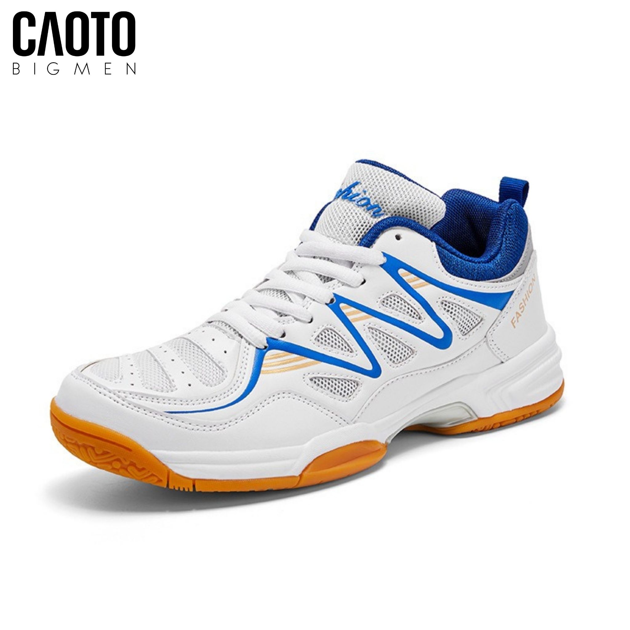 Giày Cầu Lông Nam Big Size Smash White Blue Đế Bám Sân Chắc Chắn Size 45-48