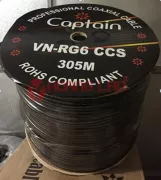 Cáp Đồng Trục RG6 thường ko kèm day nguồn CAPTAIN cuộn 305 mét