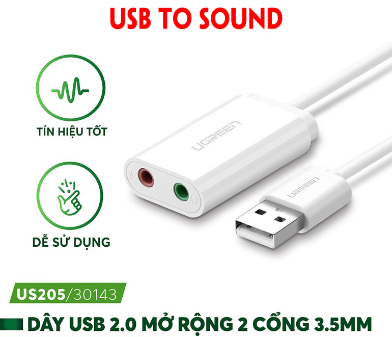 Bộ Chuyển Đổi USB 2.0 Sang AV 3.5mm Ugreen (30143)