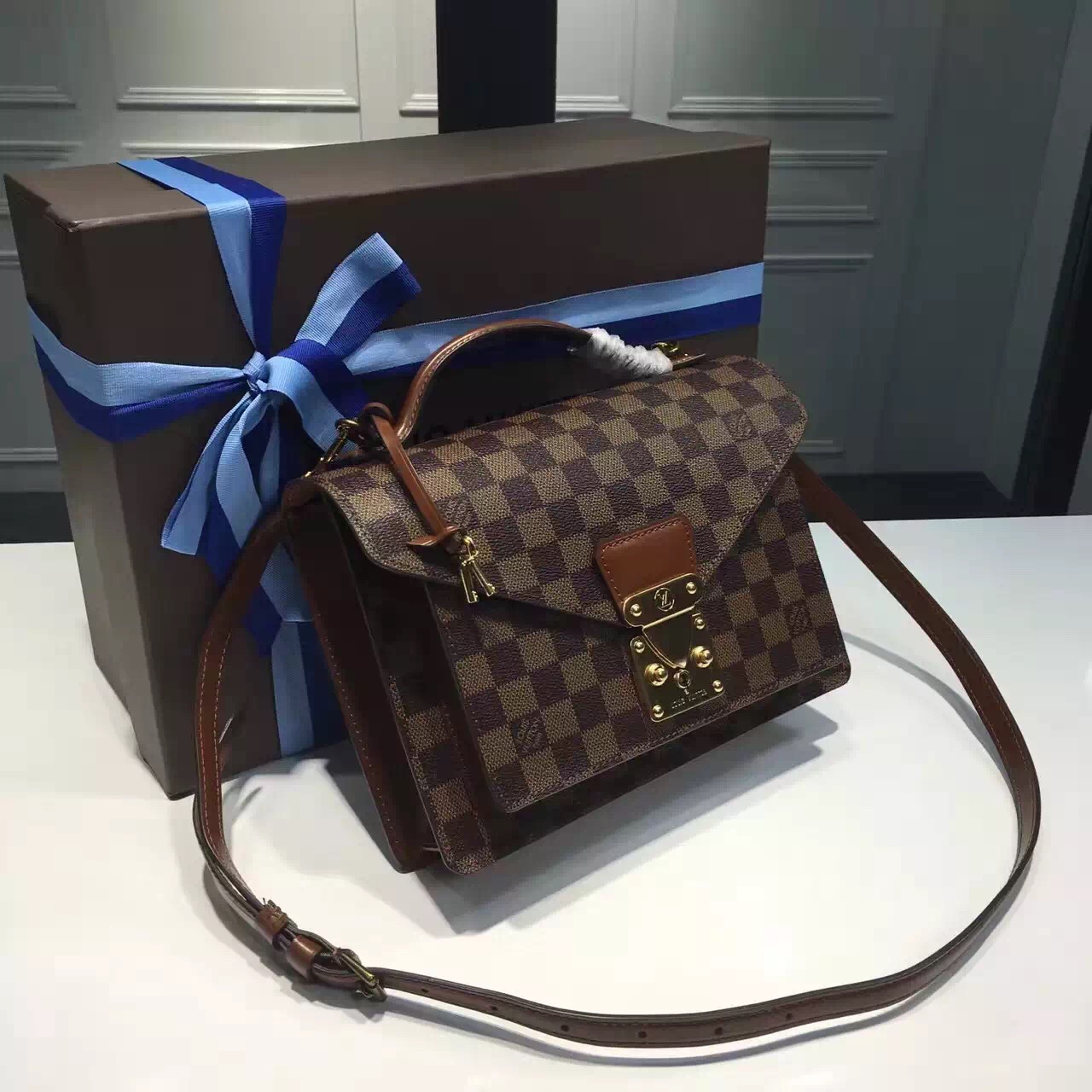 tui-xach-Louis vuitton Damier Azur canvas postman Bag-N51187-txlv180(1)