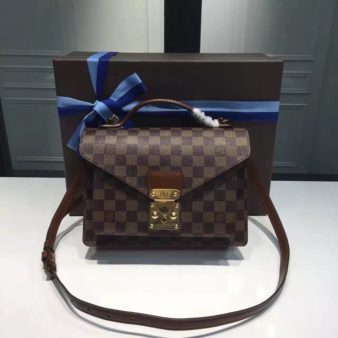 tui-xach-Louis vuitton Damier Azur canvas postman Bag-N51187-txlv180