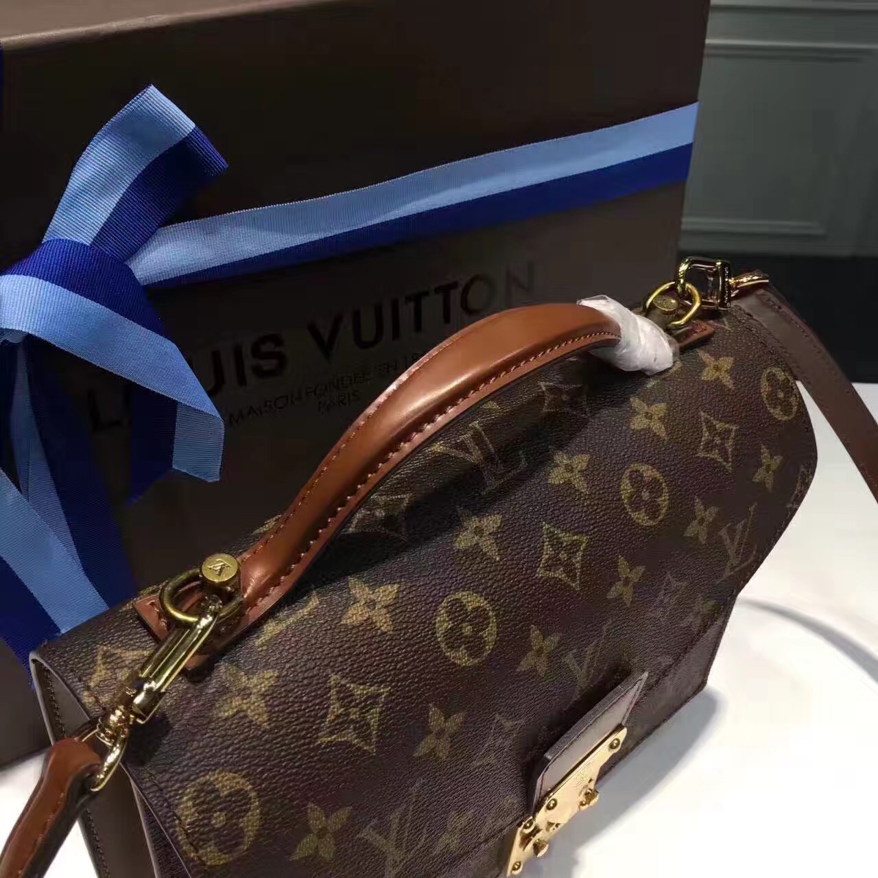 tui-xach-Louis vuitton monogram canvas postman Bag-M51187-txlv181(5)