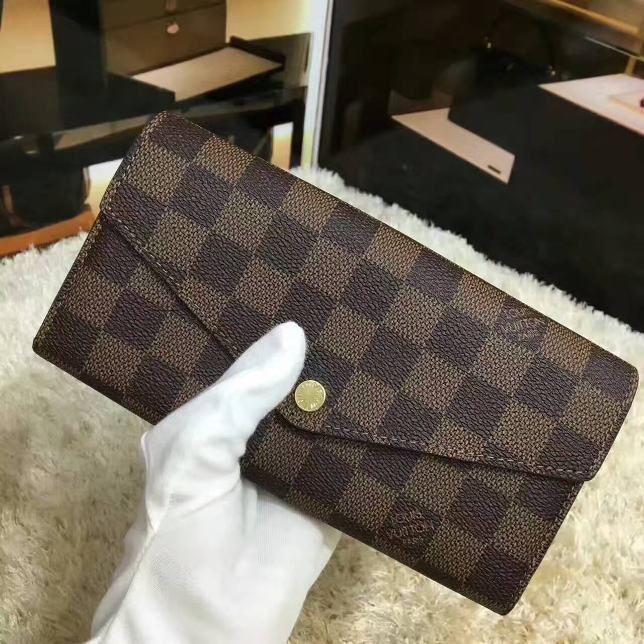 Ví Nữ Louis Vuitton Damier Canvas Sarah Wallet-N63209-VNLV138