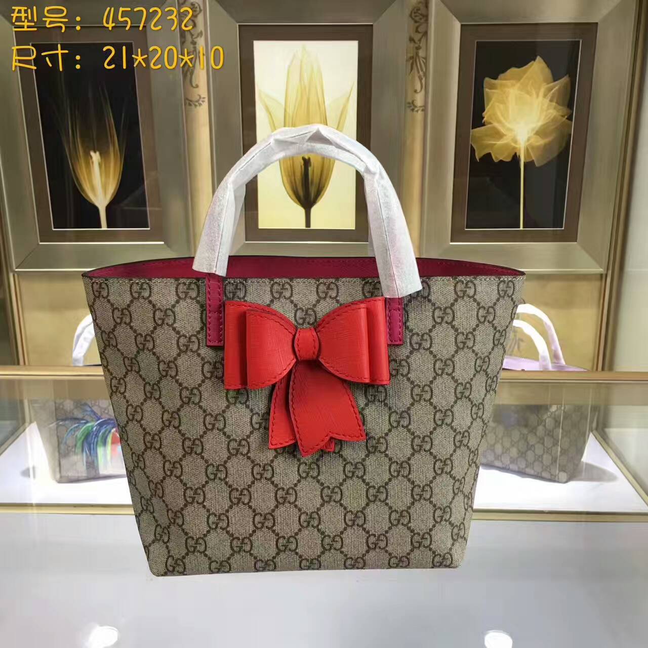 Túi Xách Gucci Children's GG Supreme Bow Tote-457232-TXGC023